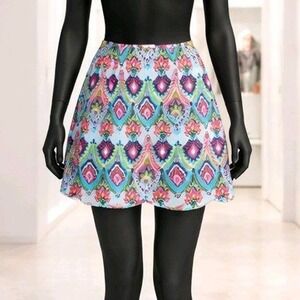 Buckhead Betties Womens Large Blue Paisley Scalloped Hem Cotton Mini Skirt L